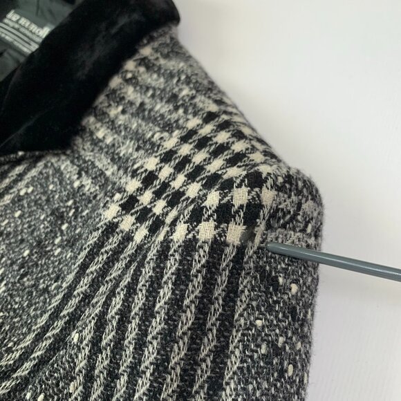 Vintage Lutz Teutloff Wool Glen Check Plaid Black White Blazer Jacket Academia - Picture 9 of 15